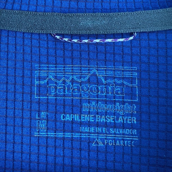 Patagonia Mens Capilene Baselayer Midweight Blue Quarter Zip Pullover Polartec M - Picture 6 of 7